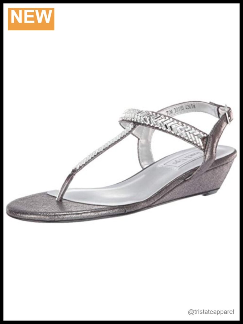 Touch Ups Women's Kendra Pewter Shimmer Platform Wedge Sandals Ankle Strap